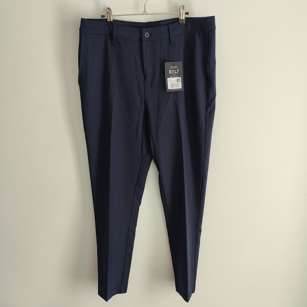 BYLT Executive Tapered Fit Size 36x31 Chino Pants Navy Stretch Performance New